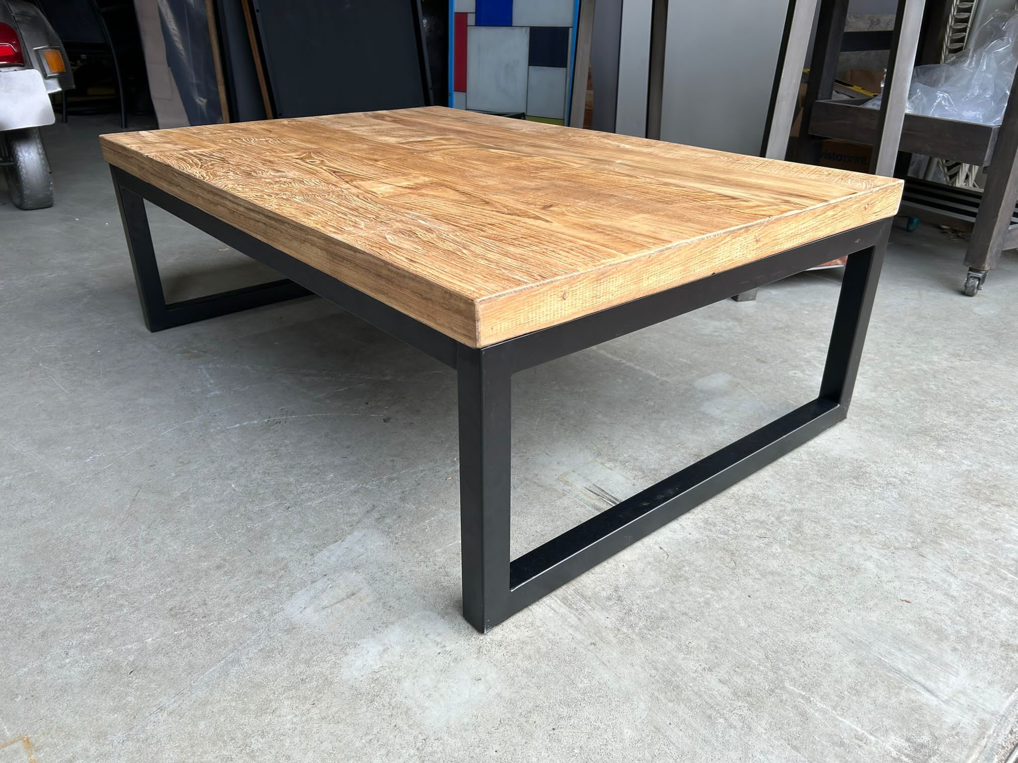 Industriële salontafel - hout zwart metalen frame -