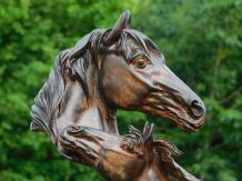 Statue Stute mit Fohlen - 45 cm - Holzoptik