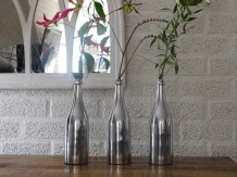 Luxe stijlvolle fles - decoratie voor bloemen/takken - aluminium