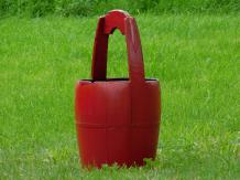 Vintage Houten Emmer - Rood - Hoogte 60 cm