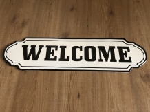 Wandbord, naamplaat XL, met tekst: WELCOME in old-look.