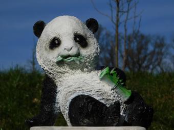 Statue Schiefer Panda - Polystone - in Farbe