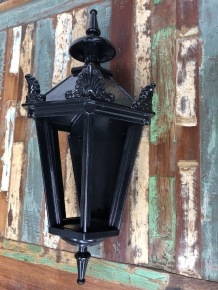 Außenlampe - 50 cm - Schwarz - Alu - mit Glühbirne und Glas