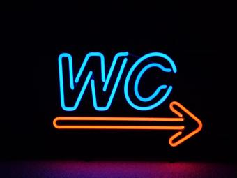 Neon --> WC - 50 cm - Blauw met Rood