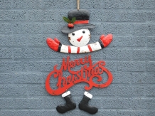 Sneeuwpop Merry Christmas - decoratieve old look hanger