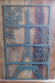 Groot metalen wandornament, 4 delen, de Eiffeltoren, Parijs, wanddecoratie