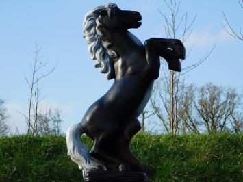 Beeld Steigerend Paard - Zwart - 80 cm - Polystone