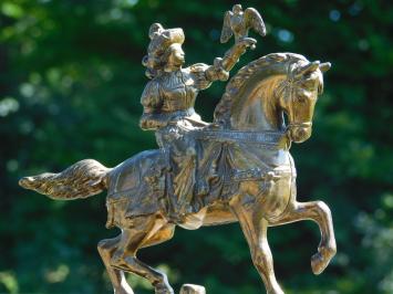 Unikat: Statue Falkner auf Pferd - Messing