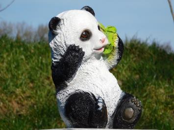 Statue Sitzender Panda - Polystone - in Farbe