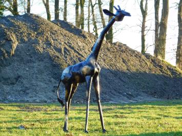 Handgemaakte Giraffe - 155 cm - Zwart met Gouden details - Metaal