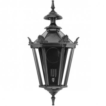Außenlampe - 50 cm - Schwarz - Alu - mit Glühbirne und Glas