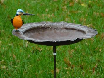 Handgemaakte Voederschaal met IJsvogel - Tuinsteker - Metaal