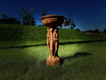 Beeld en tuinvaas 'Drie Vrouwen' met schaal - 85 cm - volledig steen - oxide